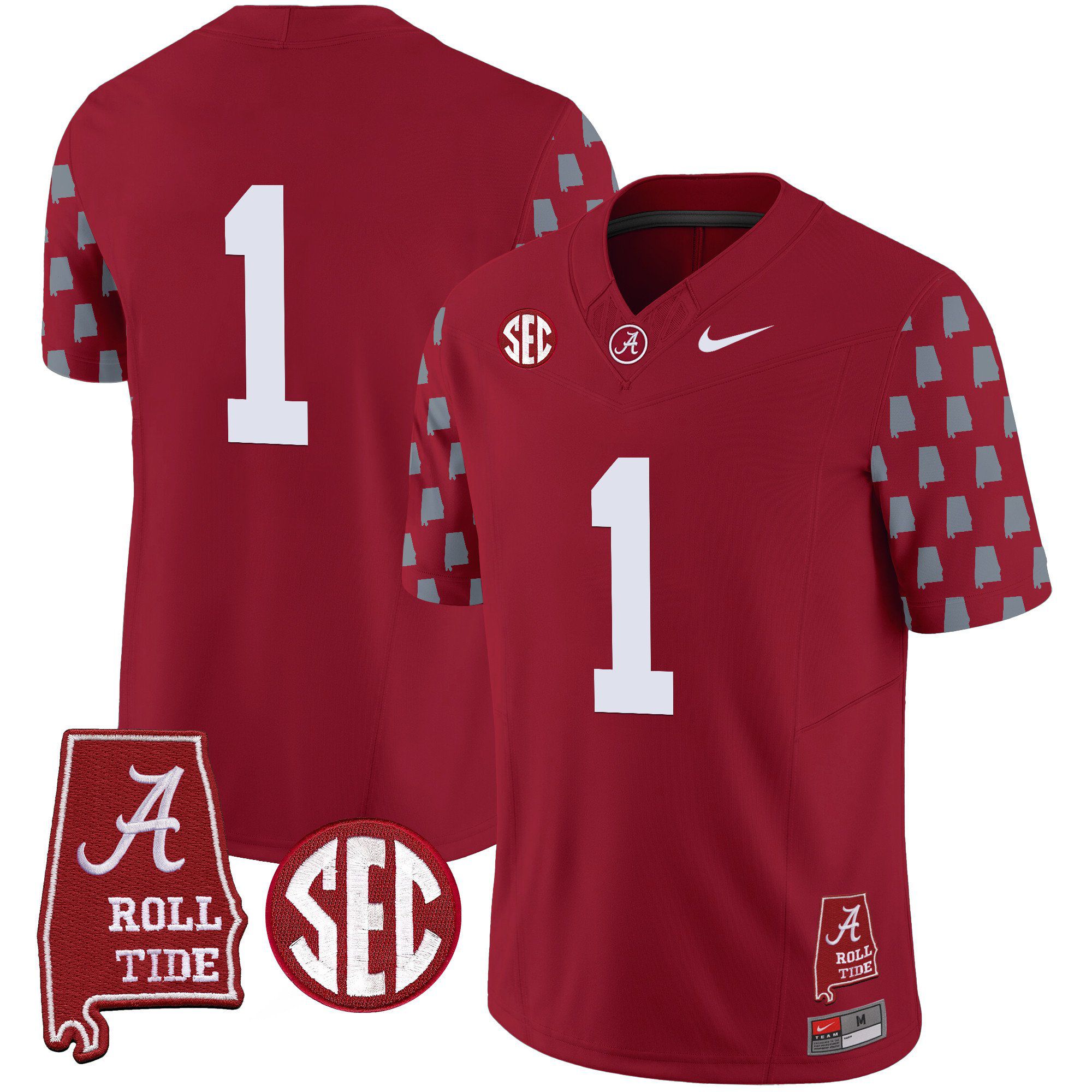 Men Alabama Crimson Tide #1 No Name Red Vapor Limited 2024 Nike NCAA Jersey